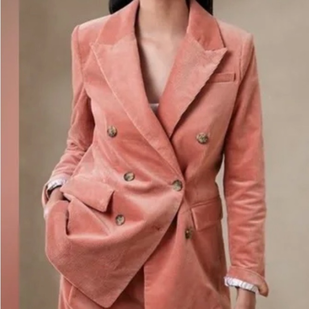 Banana Republic Pink Blush Double-Breasted Cord Blazer